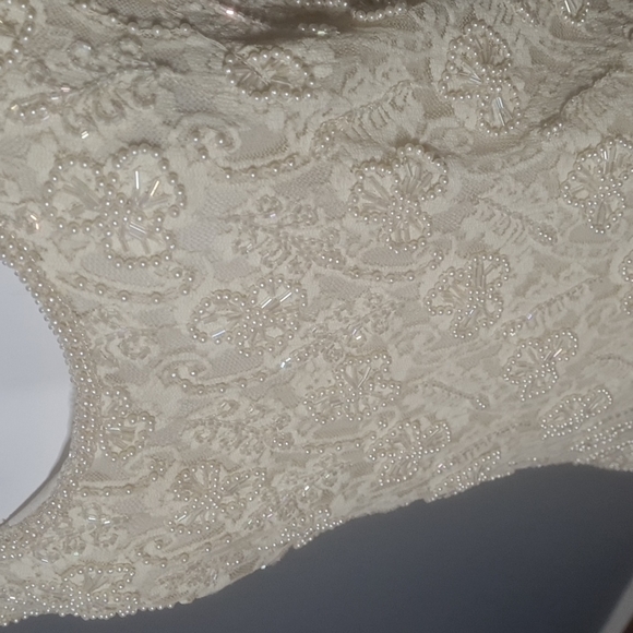 Vintage Pearl cream beaded top vintage size Large - Picture 3 of 10